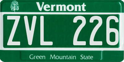 VT license plate ZVL226