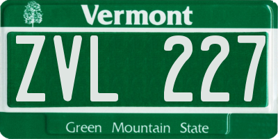 VT license plate ZVL227