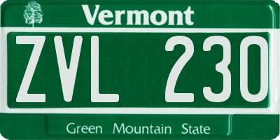 VT license plate ZVL230
