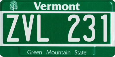 VT license plate ZVL231