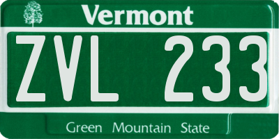 VT license plate ZVL233