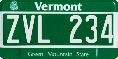 VT license plate ZVL234
