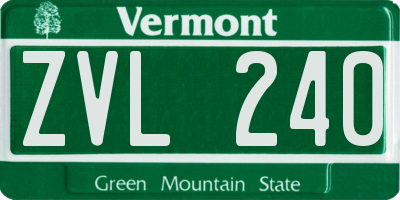 VT license plate ZVL240