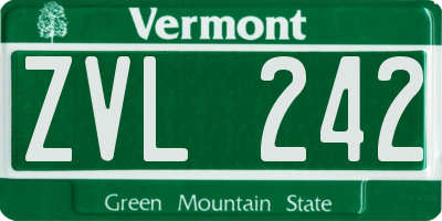 VT license plate ZVL242
