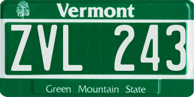 VT license plate ZVL243