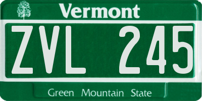 VT license plate ZVL245
