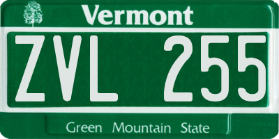 VT license plate ZVL255
