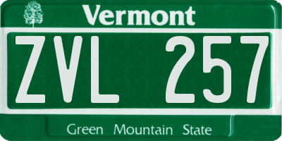 VT license plate ZVL257