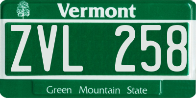 VT license plate ZVL258