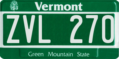 VT license plate ZVL270