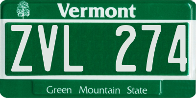 VT license plate ZVL274