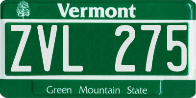 VT license plate ZVL275