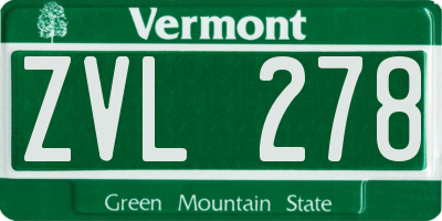 VT license plate ZVL278