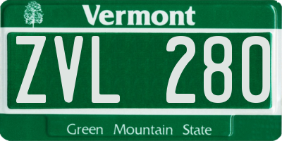 VT license plate ZVL280