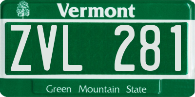 VT license plate ZVL281