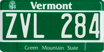 VT license plate ZVL284