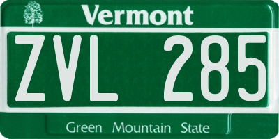 VT license plate ZVL285