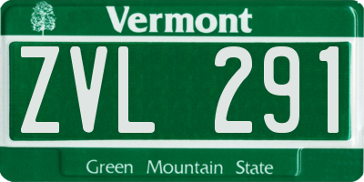 VT license plate ZVL291