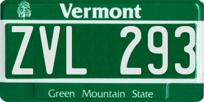 VT license plate ZVL293