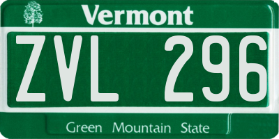 VT license plate ZVL296