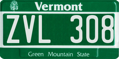 VT license plate ZVL308
