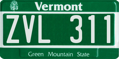 VT license plate ZVL311