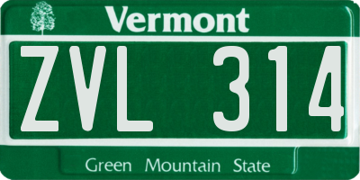 VT license plate ZVL314