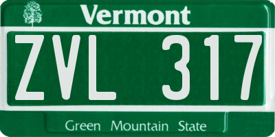 VT license plate ZVL317