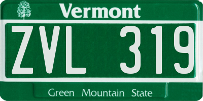 VT license plate ZVL319