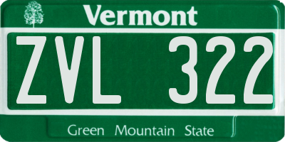 VT license plate ZVL322