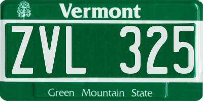 VT license plate ZVL325