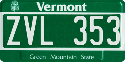 VT license plate ZVL353