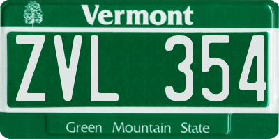 VT license plate ZVL354