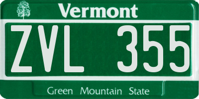 VT license plate ZVL355