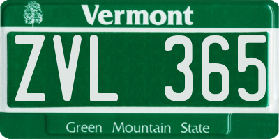 VT license plate ZVL365