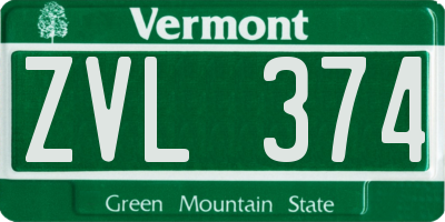 VT license plate ZVL374