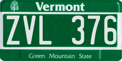 VT license plate ZVL376