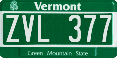 VT license plate ZVL377