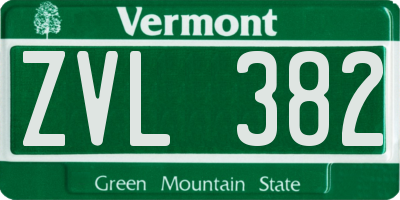 VT license plate ZVL382