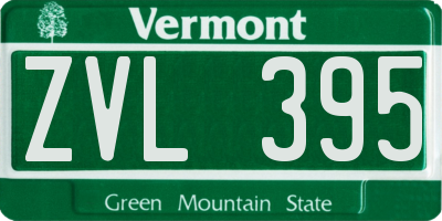 VT license plate ZVL395