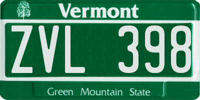 VT license plate ZVL398
