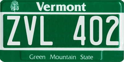 VT license plate ZVL402