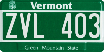 VT license plate ZVL403