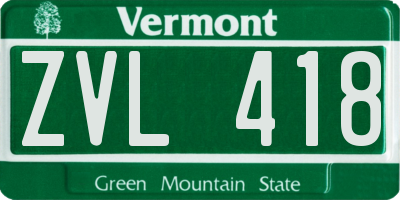 VT license plate ZVL418