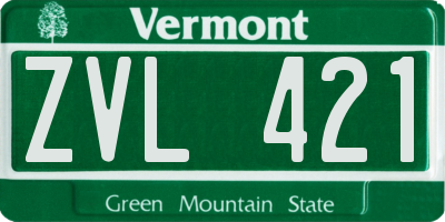 VT license plate ZVL421