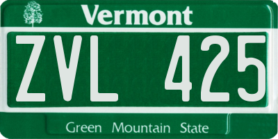 VT license plate ZVL425