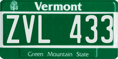 VT license plate ZVL433
