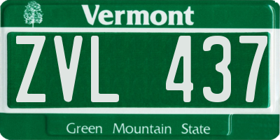 VT license plate ZVL437