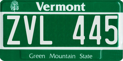 VT license plate ZVL445