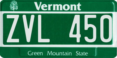 VT license plate ZVL450